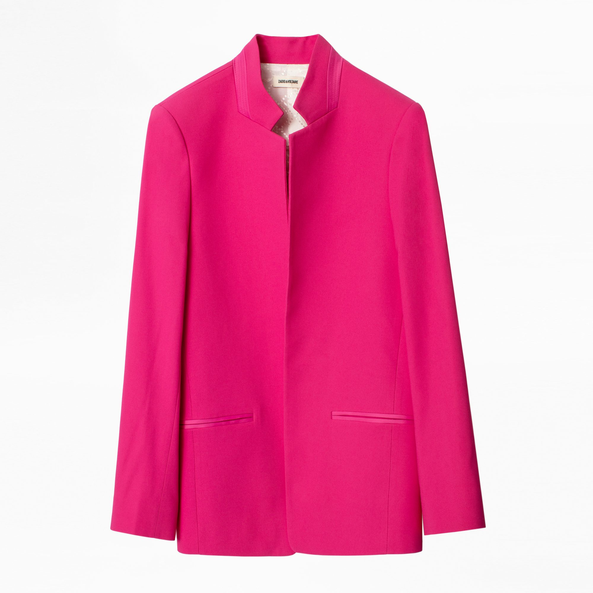 Volly Satin Jacket - Women’s pink jacket, fitted, crêpe.